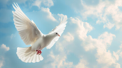 sky funeral background with white dove copy space. generative ai 