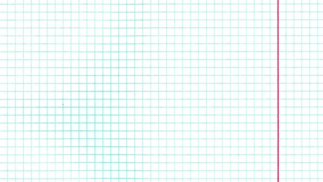 Exercise book grid with red line. Crazy doodle grunge pulsing stop motion blank background good for titles, intro, school, background, etc...