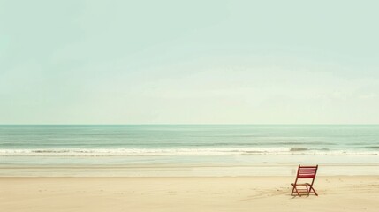 Fototapeta na wymiar Tranquil Beach Chair on Secluded Sandy Shore