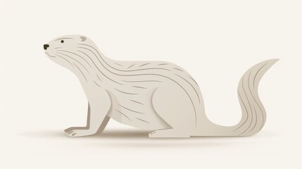 Obraz premium Minimalistic and Smooth Illustration of an Otter in Subdued Tones