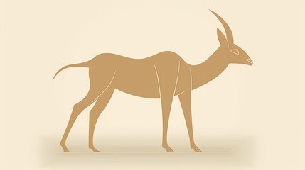 Elegant Antelope Illustration in Minimalist Beige with Graceful Lines