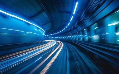 Subway tunnel with Motion blur of a city from inside, great for your design