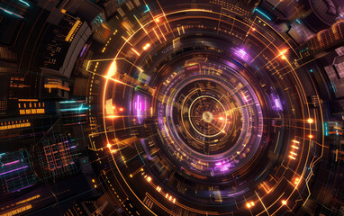 Obraz premium Technology, set of data in the center of the image, information, smart object, technical electronic background