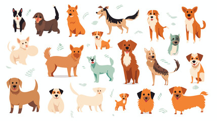 Obraz na płótnie Canvas A playful pattern of dogs of different breeds 