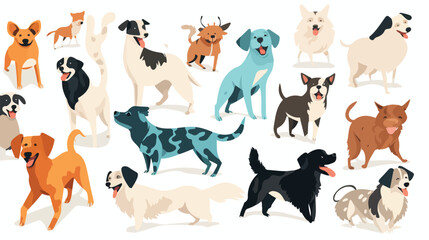 A playful pattern of dogs of different breeds  - obrazy, fototapety, plakaty