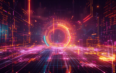 Obraz premium Technology, set of data in the center of the image, information, smart object, technical electronic background