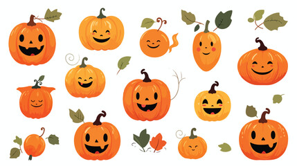 A playful pattern of Halloween pumpkins with funny