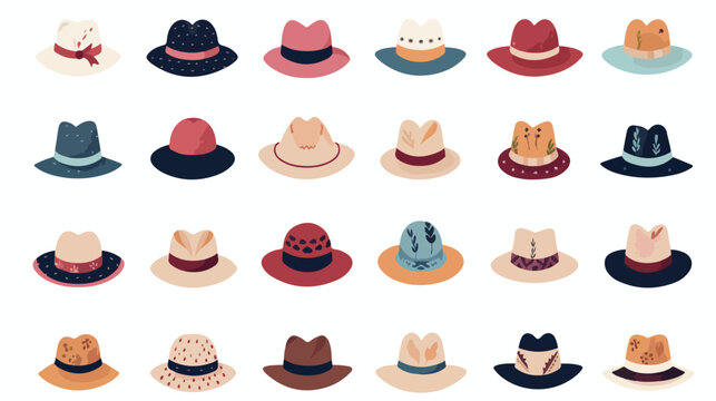A playful pattern of hats in various styles like co