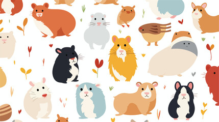 A playful pattern of pets like hamsters rabbits