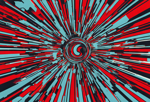 Radial Background of halftones and high-speed abstract lines for Anime 3d illustration stock photo