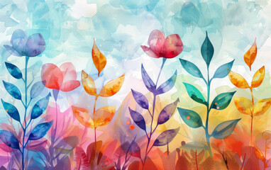 Watercolor abstract floral background