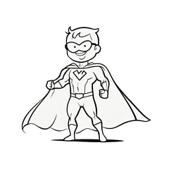 Personaggio dei cartoni animati del supereroe. Illustrazione disegnata a mano isolata su sfondo trasparente.