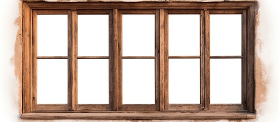 A beautiful hardwood rectangle window frame with a brown wood stain, set against a white background. This fixture is perfect for any building or hardwood flooring project