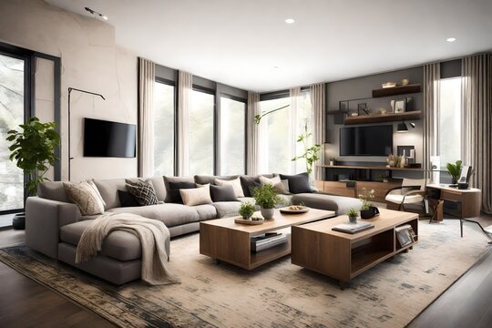 Farmhouse interior design of modern living room