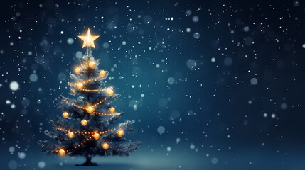 Beautiful Christmas tree, abstract bokeh background