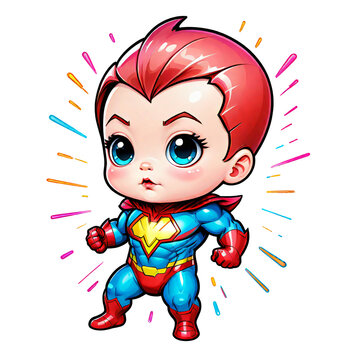 Ragazzo simpatico supereroe dei cartoni animati. illustrazione trasparente di un simpatico supereroe.