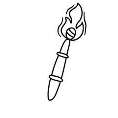 Medieval torches with burning fire doodle