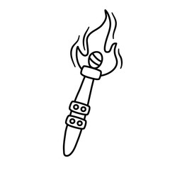 Medieval torches with burning fire doodle