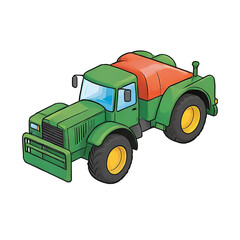 Agricultural Sprayer Tractor Hand Drawn Cartoon Style Illustration