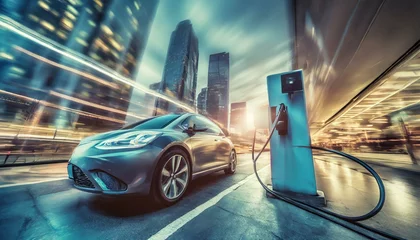 Foto op Canvas car charging in A charge station, in modern city  environmental protection © Turan