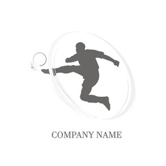 Football Player In Action Logo - Ball On Fire 