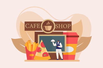 Coffee Shop Flat Illustration Design