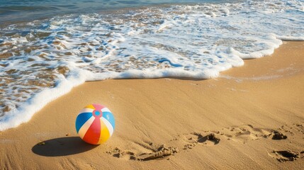 Fototapeta na wymiar Relaxing Beach Setting with Bright Beach Ball AI Generated.