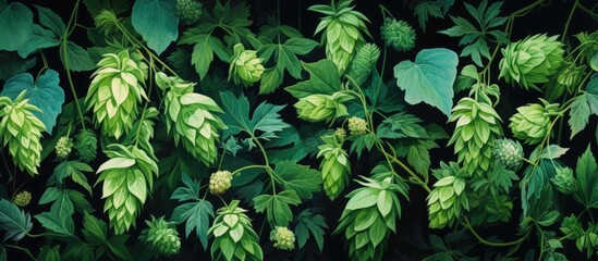 A terrestrial plant known for its green hops growing on a vine, providing groundcover and making it a popular flowering plant for events and landscaping projects