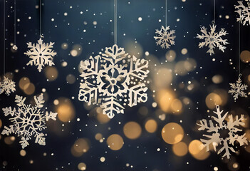 Fototapeta premium Snowy clouds paper cut stock illustration