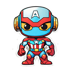 Illustration of a Cute Robot Character Wearing an American Flag Costume