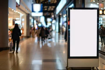 Foto op Plexiglas Blank advertising poster banner mockup inside shopping mall, Interior of shop mall © BOONJUNG