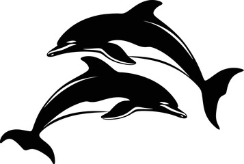 Handdrawn dolphin silhouette  © safri