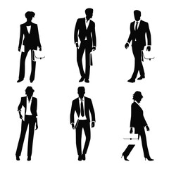 Business People Silhouetes. Detailed Business People, Silhouette of business people icon.