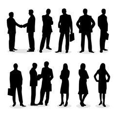 Set of business people silhouettes. Businessmen and businesswomen