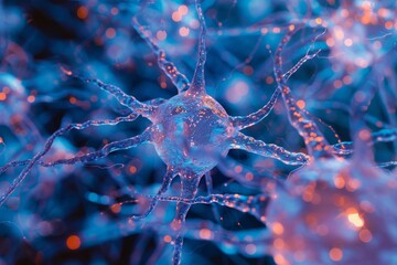 Abstract neurology medical background with human brain neurons.