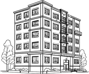 Fototapeta premium apartment building sketch drawing