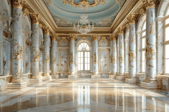 Background of a interior luxury ballroom palace hall with fine marble