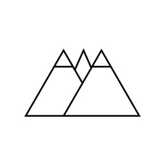 Mountain Lineal Icon Symbol Vector. Black Outline Mountain Icon