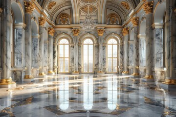 Fototapeta premium Background of a interior luxury ballroom palace hall with fine marble