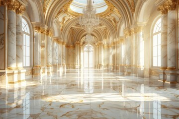 Background of a interior luxury ballroom palace hall with fine marble