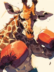Giraffe Boxer With Pose illustration