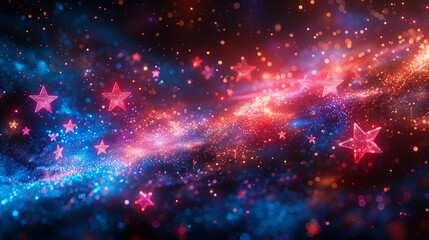 Fototapeta na wymiar A colorful galaxy with many stars and a blue background
