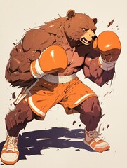 Brown Bear Boxer Illustration