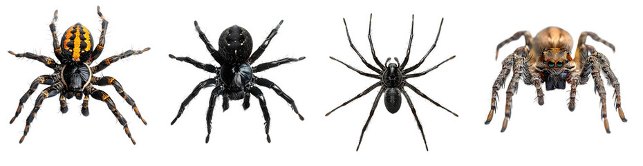 spider isolated on a transparent PNG background, white background , Generative Ai