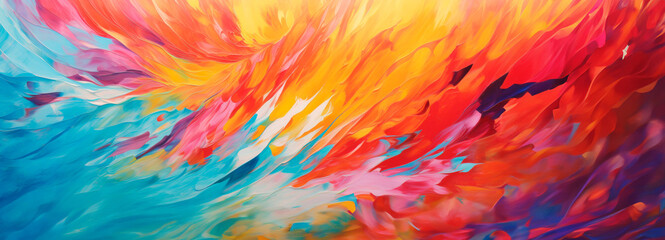 Vivid abstract expression with a fiery blend of orange and red evoking warmth and passion. - obrazy, fototapety, plakaty