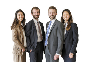 Young business crew smiling and confidence transparent background