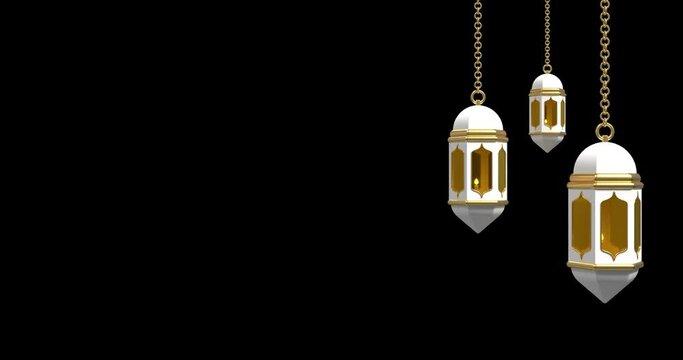 Ramadan candle lantern animation. Animated video of Islamic lantern light. 4K seamless loop video footage. Transparent background with alpha channel