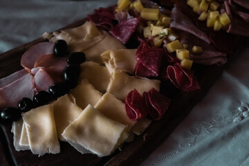 picada argentinian cheese salame table oil  - obrazy, fototapety, plakaty