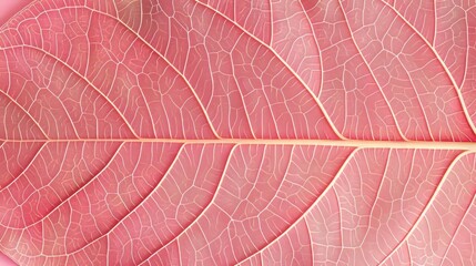 Obraz premium Crimson leaf skeleton texture background for botanical and nature themes, ideal for design projects.
