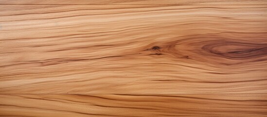 A closeup of a hardwood plank, showcasing the beautiful brown grain and texture of the wood. The amber tones and beige varnish make it perfect for flooring